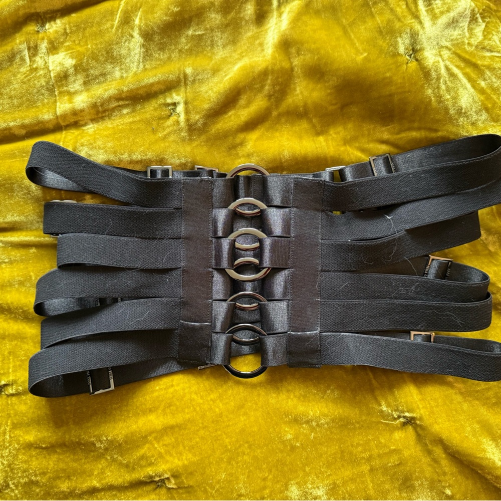 Teale Coco black corset satin elastic harness - one size fits most